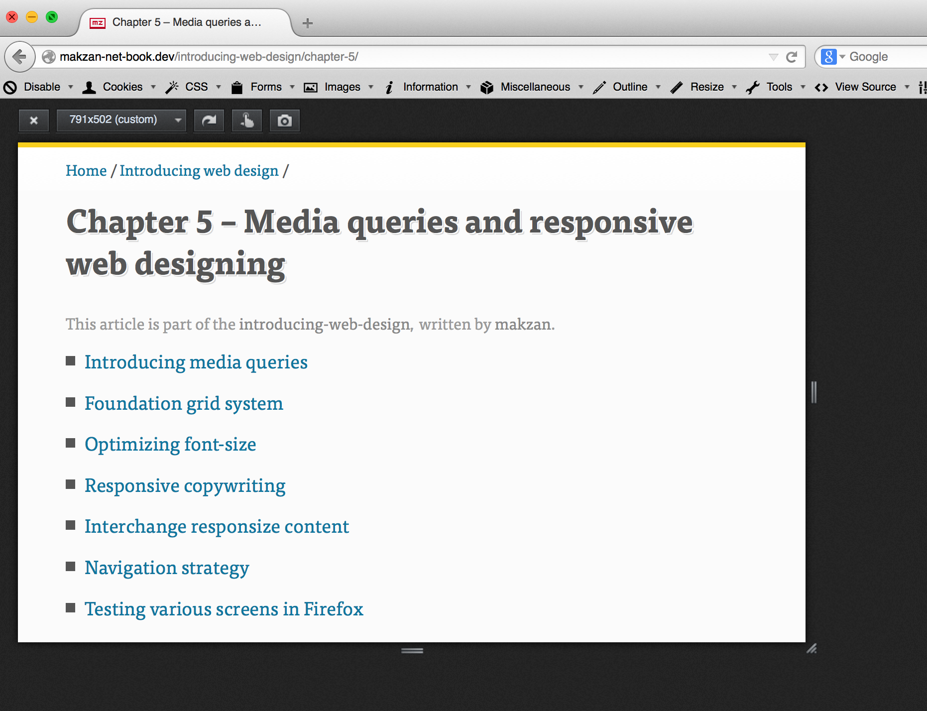 Firefox responsive tool