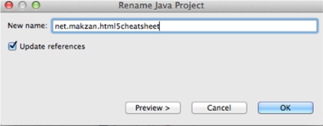 Rename java project